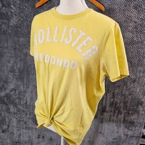 Y2k Hollister Redondo Yellow Graphic T Shirt Womens Size Large Short Sleeve Knot